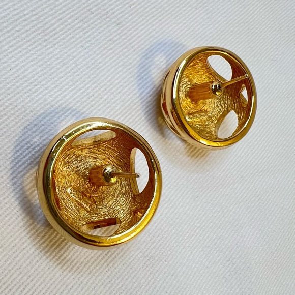 Auth Christian DIOR Pierced Earrings • Globe Diamantés Pierced GP Authentic - Picture 13 of 15